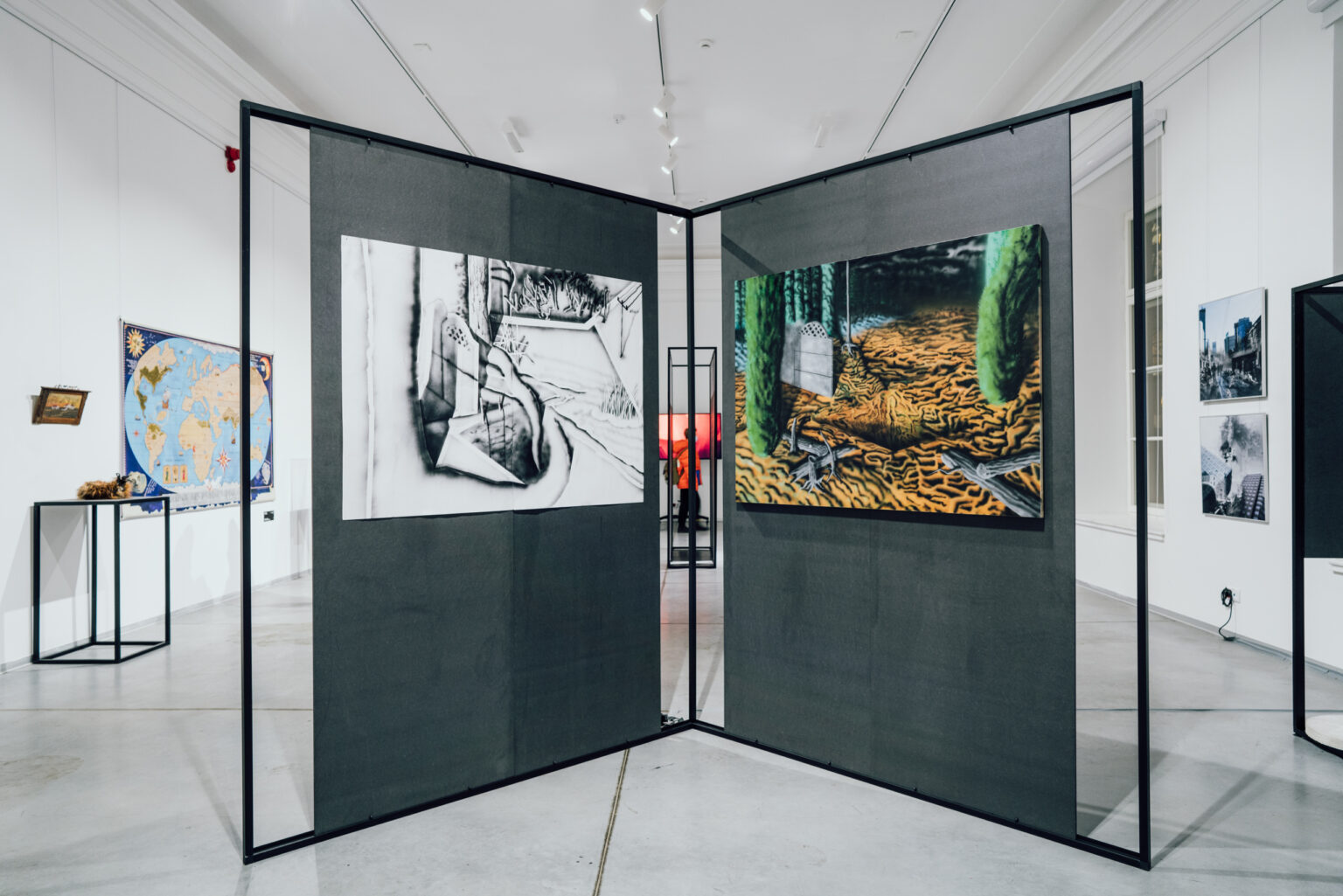 Two paintings on display at the gallery