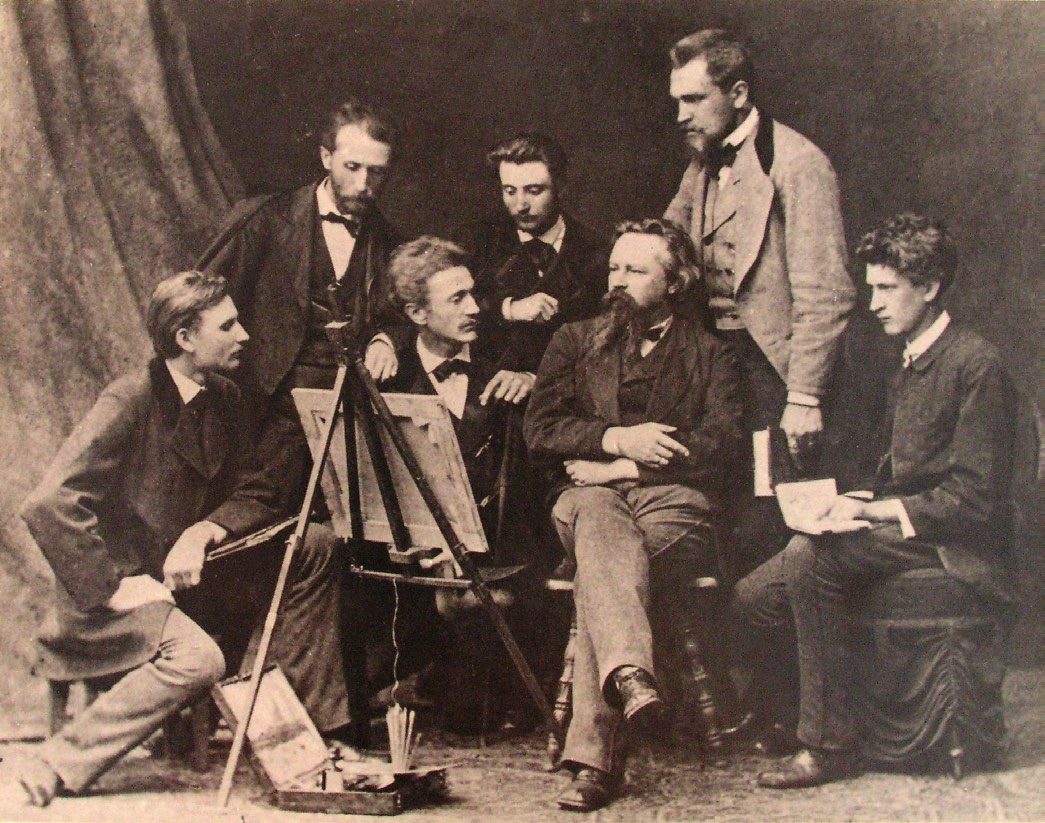 Photograph showing Wojciech Gerson with his students